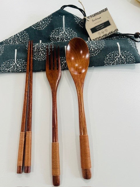 Coconut Utensil Cutlery Set | Travel Bestseller - Blue - BAMBOO SWITCH